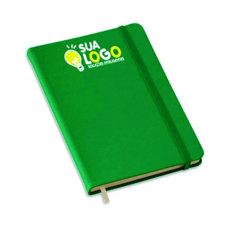 AGENDAS, CADERNOS E APOSTILAS CADERNETA TIPO MOLESKINE ABERTURA HORIZONTAL MIOLO PADRÃO COM PAUTA CAPA VERDE Colorido frente - 1 un.