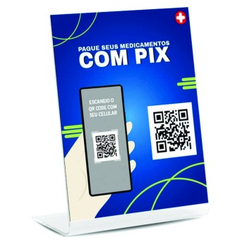 PLACA DE QR CODE PIX ACRÍLICO TRANSPARENTE 3MM 150X210MM Colorido frente - 5 un.