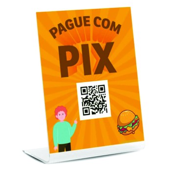 PLACA DE QR CODE PIX ACRÍLICO TRANSPARENTE 3MM 150X210MM Colorido frente - 10 un.