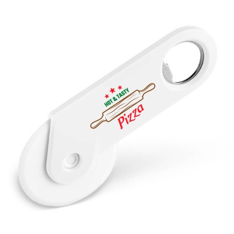 ABRIDORES DE GARRAFA CORTADOR DE PIZZA PERSONALIZADO BRANCO Colorido frente - 10 un.