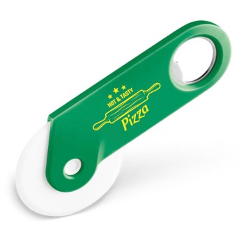 ABRIDORES DE GARRAFA CORTADOR DE PIZZA PERSONALIZADO VERDE Colorido frente - 10 un.