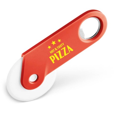 ABRIDORES DE GARRAFA CORTADOR DE PIZZA PERSONALIZADO VERMELHO Colorido frente - 1 un.
