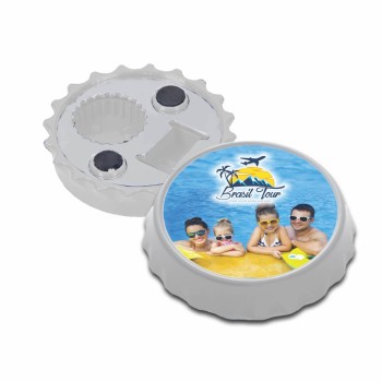 ABRIDORES E CHAVEIROS ABRIDORES DE GARRAFA COM ÍMÃ MODELO TAMPINHA BRANCO Colorido frente - 1 un.