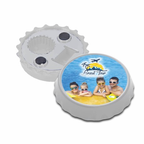 ABRIDORES E CHAVEIROS ABRIDORES DE GARRAFA COM ÍMÃ MODELO TAMPINHA BRANCO Colorido frente - 1 un.