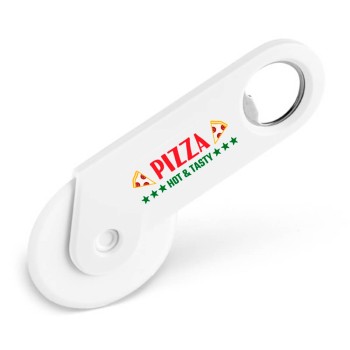 ABRIDORES E CHAVEIROS ABRIDORES DE GARRAFA CORTADORES DE PIZZA MODELO TOKEV BRANCO Colorido frente - 25 un.