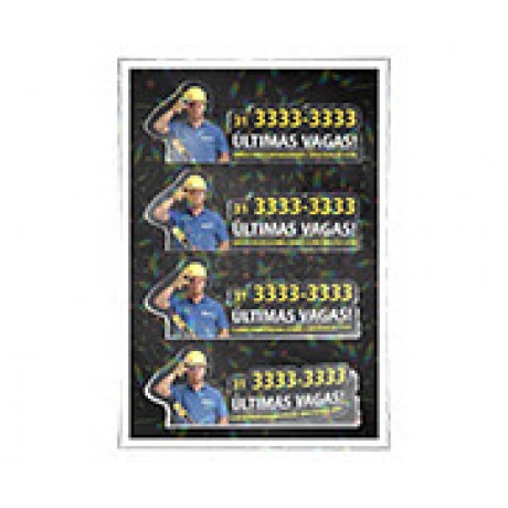 ADESIVOS FOLHA 330X480MM COM CORTE ESPECIAL LAM HOLOGRÁFICA Colorido frente - 50 un.