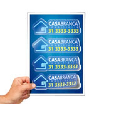 ADESIVOS FOLHA 330X480MM COM CORTE ESPECIAL VINIL TRANSPARENTE COM TINTA BRANCA Colorido frente - 50 un.