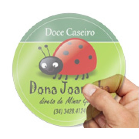ADESIVOS RÓTULOS FOLHA VINIL TRANSPARENTE 135X135MM Colorido frente - 100 un.