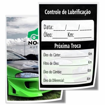 ADESIVOS TROCA DE ÓLEO VINIL TRANSPARENTE COM TINTA BRANCA 330X480MM Colorido frente e preto e branco verso - 5 un.