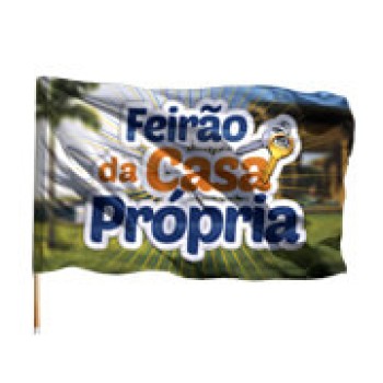 BANDEIRAS CACHARREL COSTURA LINHA BRANCA OVERLOCK COM BASTÃO 700X450MM Colorido frente - 10 un.