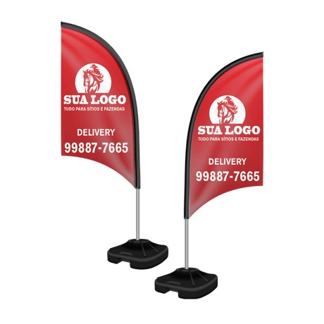 BANNERS, FAIXAS, LONAS E TECIDOS WIND BANNER KIT COMPLETO TECIDO OXFORD ALTURA MONTADO: 1,90 METROS P MODELO VELA Colorido frente e verso - 5 un.