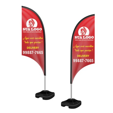 BANNERS, FAIXAS, LONAS E TECIDOS WIND BANNER KIT COMPLETO TECIDO OXFORD ALTURA MONTADO: 2,50 METROS M MODELO VELA Colorido frente e verso - 5 un.