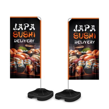 BANNERS, FAIXAS, LONAS E TECIDOS WIND BANNER KIT COMPLETO TECIDO OXFORD MODELO RETANGULAR ALTURA MONTADO: 1,80 METROS P Colorido frente e verso - 10 un.