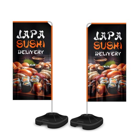 BANNERS, FAIXAS, LONAS E TECIDOS WIND BANNER KIT COMPLETO TECIDO OXFORD MODELO RETANGULAR ALTURA MONTADO: 1,80 METROS P Colorido frente e verso - 10 un.