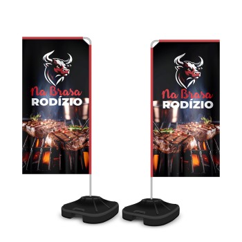 BANNERS, FAIXAS, LONAS E TECIDOS WIND BANNER KIT COMPLETO TECIDO OXFORD MODELO RETANGULAR ALTURA MONTADO: 1,80 METROS P Colorido frente e verso - 5 un.