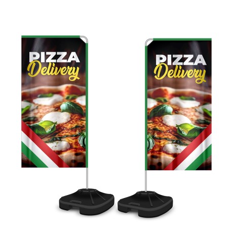 BANNERS, FAIXAS, LONAS E TECIDOS WIND BANNER KIT COMPLETO TECIDO OXFORD MODELO RETANGULAR ALTURA MONTADO: 1,80 METROS P Colorido frente e verso - 3 un.