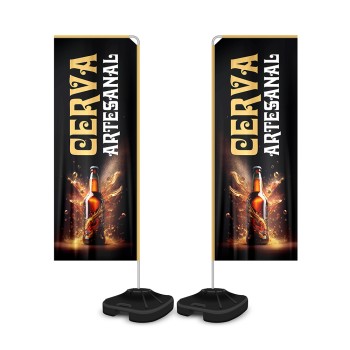 BANNERS, FAIXAS, LONAS E TECIDOS WIND BANNER KIT COMPLETO TECIDO OXFORD MODELO RETANGULAR ALTURA MONTADO: 2,30 METROS M Colorido frente e verso - 10 un.
