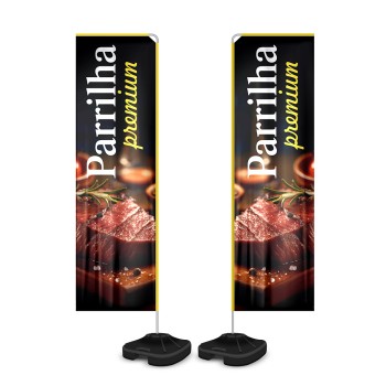 BANNERS, FAIXAS, LONAS E TECIDOS WIND BANNER KIT COMPLETO TECIDO OXFORD MODELO RETANGULAR ALTURA MONTADO: 2,80 METROS G Colorido frente e verso - 5 un.