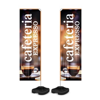BANNERS, FAIXAS, LONAS E TECIDOS WIND BANNER KIT COMPLETO TECIDO OXFORD MODELO RETANGULAR ALTURA MONTADO: 2,80 METROS G Colorido frente e verso - 3 un.