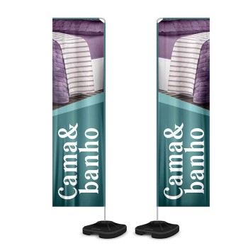 BANNERS, FAIXAS, LONAS E TECIDOS WIND BANNER KIT COMPLETO TECIDO OXFORD MODELO RETANGULAR ALTURA MONTADO: 3,30 METROS GG Colorido frente e verso - 10 un.