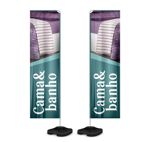 BANNERS, FAIXAS, LONAS E TECIDOS WIND BANNER KIT COMPLETO TECIDO OXFORD MODELO RETANGULAR ALTURA MONTADO: 3,30 METROS GG Colorido frente e verso - 10 un.