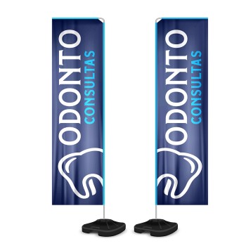BANNERS, FAIXAS, LONAS E TECIDOS WIND BANNER KIT COMPLETO TECIDO OXFORD MODELO RETANGULAR ALTURA MONTADO: 3,30 METROS GG Colorido frente e verso - 3 un.