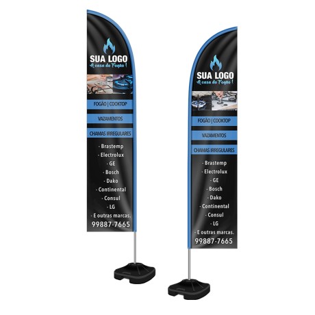 WIND BANNER KIT COMPLETO TECIDO OXFORD GG MODELO FACA Colorido frente e verso - 1 un.