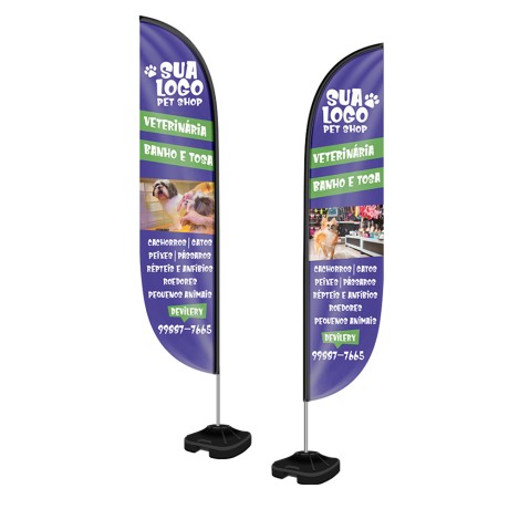 WIND BANNER KIT COMPLETO TECIDO OXFORD GG MODELO PENA Colorido frente e verso - 1 un.