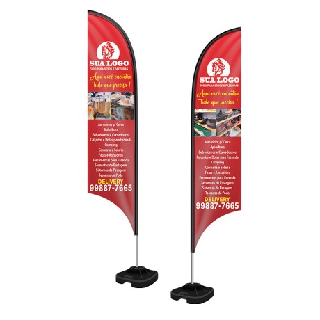 WIND BANNER KIT COMPLETO TECIDO OXFORD GG MODELO VELA Colorido frente e verso - 1 un.
