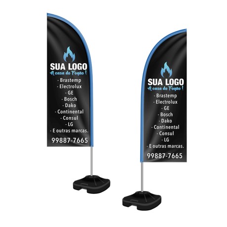 WIND BANNER KIT COMPLETO TECIDO OXFORD M MODELO FACA Colorido frente e verso - 1 un.