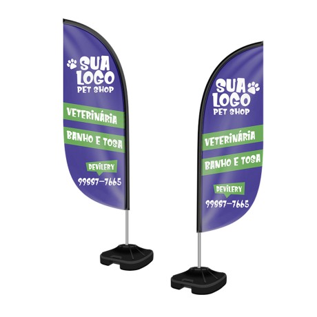 WIND BANNER KIT COMPLETO TECIDO OXFORD M MODELO PENA Colorido frente e verso - 1 un.