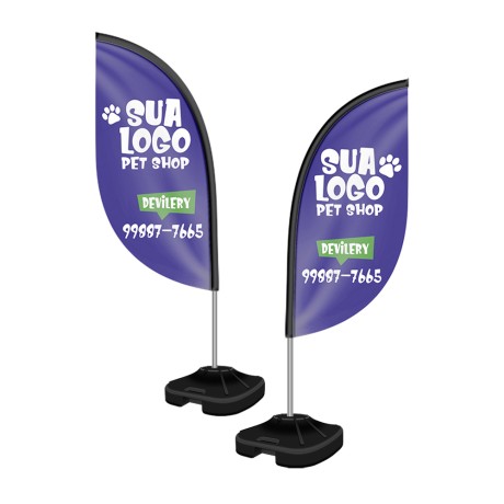 WIND BANNER KIT COMPLETO TECIDO OXFORD P MODELO PENA Colorido frente e verso - 1 un.