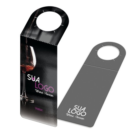 TAGS TAGS PARA GARRAFA COUCHÊ 300G VERNIZ UV VERNIZ UV TOTAL FRENTE 91X204MM Colorido frente e preto e branco verso - 500 un.
