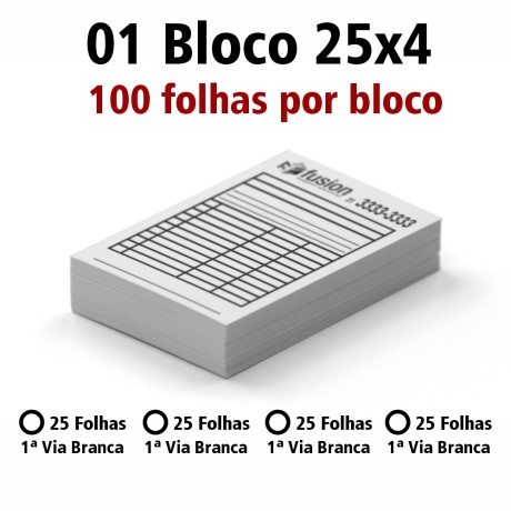 BLOCOS, COMANDAS, RECEITUÁRIOS E TALÕES BLOCOS E TALÕES 50 FOLHAS AP 75G 50X2 210X300MM Preto e branco frente e verso - 100 un.