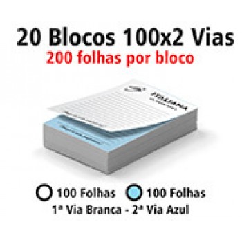BLOCOS E TALÕES 100 FOLHAS AUTOCOPIATIVO 56G 100X2 150X210MM Preto e branco frente - 4000 un.