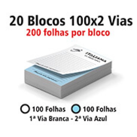 BLOCOS E TALÕES 100 FOLHAS AUTOCOPIATIVO 56G 100X2 150X210MM