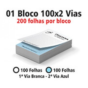 BLOCOS E TALÕES 100 FOLHAS AUTOCOPIATIVO 56G 100X2 300X210MM Preto e branco frente - 200 un.