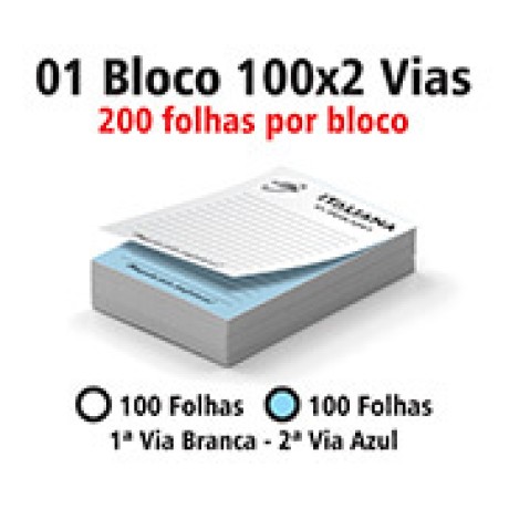 BLOCOS E TALÕES 100 FOLHAS AUTOCOPIATIVO 56G 100X2 300X210MM Preto e branco frente - 200 un.