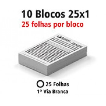 BLOCOS E TALÕES 25 FOLHAS AP 56G 25X1 150X105MM Preto e branco frente - 250 un.