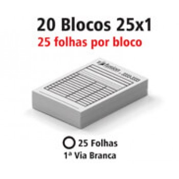 BLOCOS E TALÕES 25 FOLHAS AP 56G 25X1 150X105MM Preto e branco frente - 500 un.