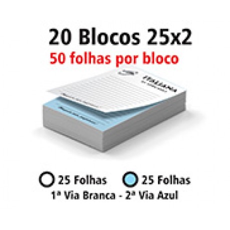 BLOCOS E TALÕES 25 FOLHAS AP 75G 25X2 150X105MM Preto e branco frente - 1000 un.