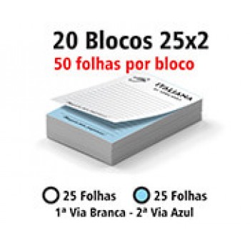 BLOCOS E TALÕES 25 FOLHAS AP 75G 25X2 150X210MM Preto e branco frente - 1000 un.