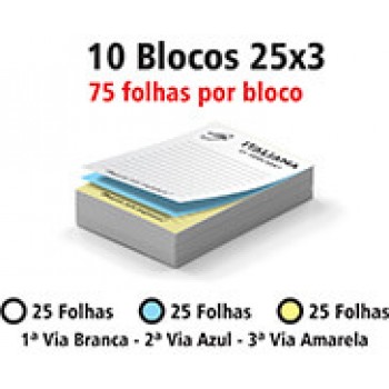 BLOCOS E TALÕES 25 FOLHAS AP 75G 25X3 150X105MM Preto e branco frente - 750 un.