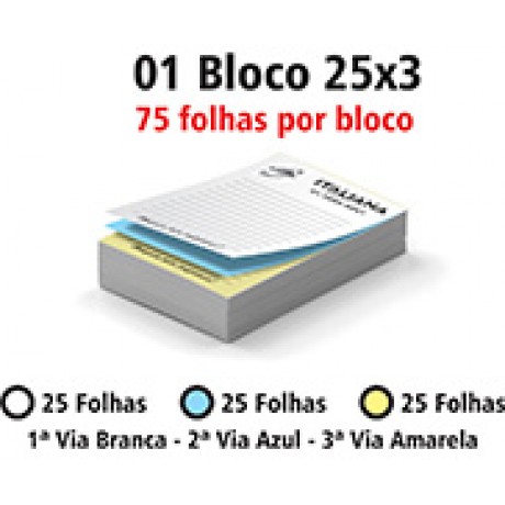 BLOCOS E TALÕES 25 FOLHAS AP 75G 25X3 300X210MM Preto e branco frente - 75 un.