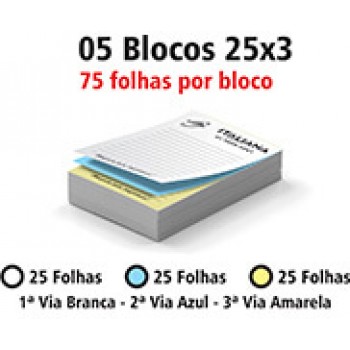 BLOCOS E TALÕES 25 FOLHAS AUTOCOPIATIVO 56G 25X3 75X105MM Preto e branco frente - 375 un.