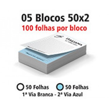 BLOCOS E TALÕES 50 FOLHAS AP 75G 50X2 150X105MM Preto e branco frente - 500 un.