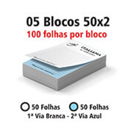 BLOCOS E TALÕES 50 FOLHAS AP 75G 50X2 150X105MM Preto e branco frente - 500 un.