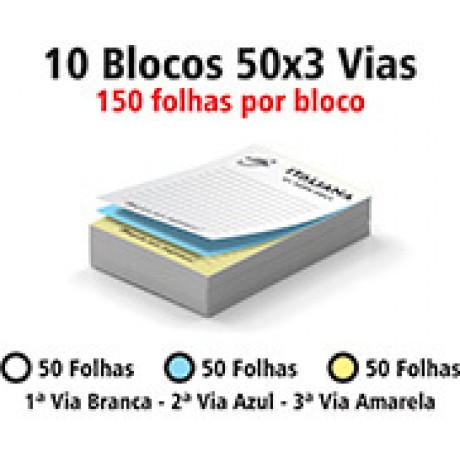 BLOCOS E TALÕES 50 FOLHAS AP 75G 50X3 150X105MM Preto e branco frente - 1500 un.