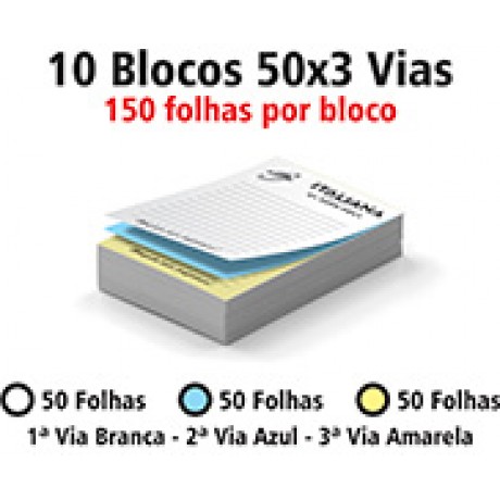 BLOCOS E TALÕES 50 FOLHAS AP 75G 50X3 150X210MM Preto e branco frente - 1500 un.