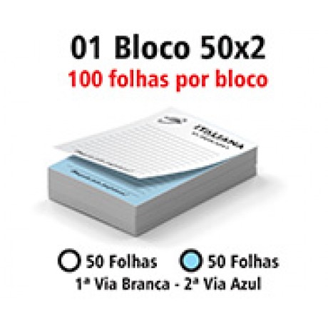 BLOCOS E TALÕES 50 FOLHAS AUTOCOPIATIVO 56G PRETO E BRANCO 50X2 150X105MM Preto e branco frente - 100 un.